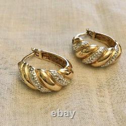 Old Vermeil Gold Earrings On Silver Massif And Diamond Real