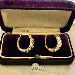 Old Vermeil Gold Earrings On Silver Massif And Diamond Real