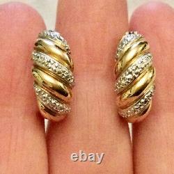 Old Vermeil Gold Earrings On Silver Massif And Diamond Real