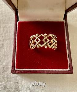 Old Vermeil Silver Solid Openwork Ring Very Beautiful Work Size 56