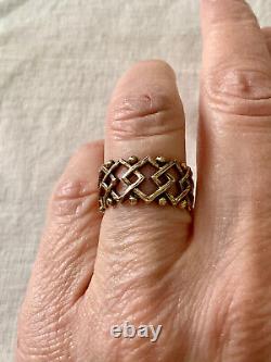 Old Vermeil Silver Solid Openwork Ring Very Beautiful Work Size 56