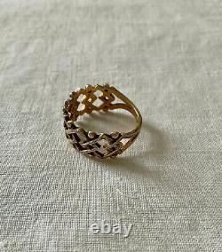 Old Vermeil Silver Solid Openwork Ring Very Beautiful Work Size 56