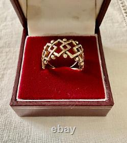 Old Vermeil Silver Solid Openwork Ring Very Beautiful Work Size 56