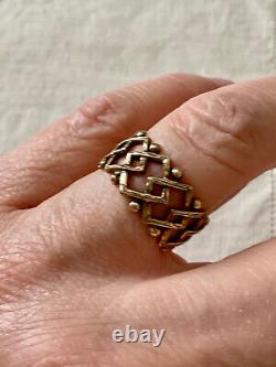 Old Vermeil Silver Solid Openwork Ring Very Beautiful Work Size 56