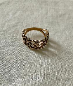 Old Vermeil Silver Solid Openwork Ring Very Beautiful Work Size 56