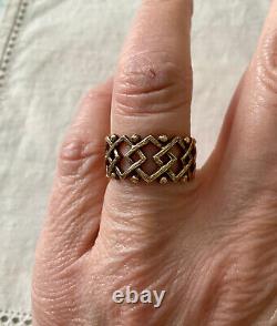 Old Vermeil Silver Solid Openwork Ring Very Beautiful Work Size 56