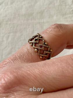 Old Vermeil Silver Solid Openwork Ring Very Beautiful Work Size 56