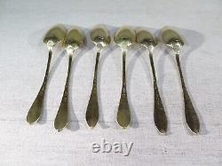 'Old Very Pretty Set of 6 Small Solid Silver Gilt Spoons'