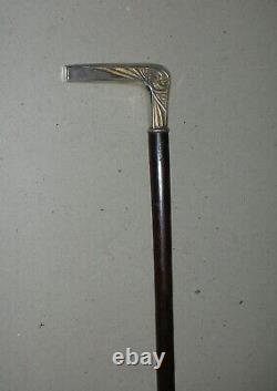 Old Walking Rod Solid Silver Pomeau Art Deco Antic Silver Cane