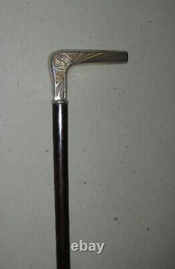 Old Walking Rod Solid Silver Pomeau Art Deco Antic Silver Cane