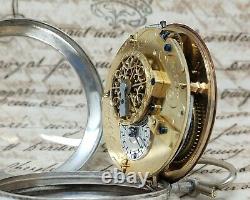 Old Watch Au Coq Silver Dial Painted Border In Geneva Kids Pocket Watch