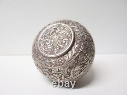 Old beautiful round silver openwork box, handmade, Middle East, 19th-20th century