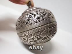 Old beautiful round silver openwork box, handmade, Middle East, 19th-20th century