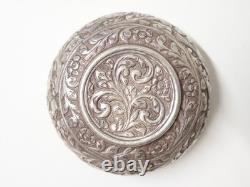 Old beautiful round silver openwork box, handmade, Middle East, 19th-20th century