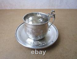 Old beautiful solid silver cup with Minerva punches and fantastic animal head