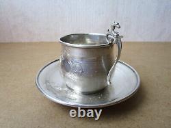 Old beautiful solid silver cup with Minerva punches and fantastic animal head