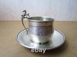 Old beautiful solid silver cup with Minerva punches and fantastic animal head