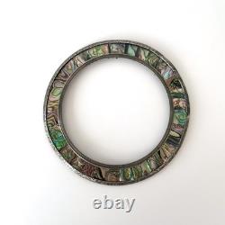 Old engraved silver frame and abalone shell marquetry, circa 1900