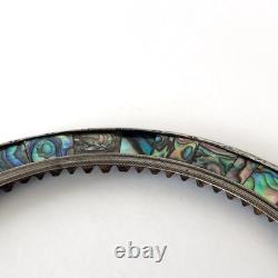 Old engraved silver frame and abalone shell marquetry, circa 1900