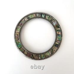 Old engraved silver frame and abalone shell marquetry, circa 1900