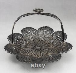 Old filigree silver basket with hallmark