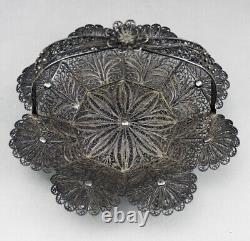 Old filigree silver basket with hallmark