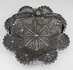 Old filigree silver basket with hallmark