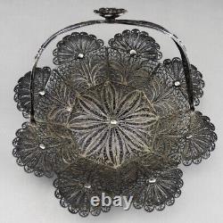 Old filigree silver basket with hallmark