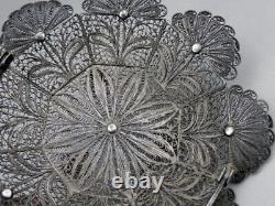 Old filigree silver basket with hallmark