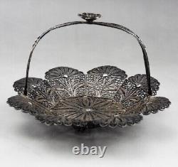 Old filigree silver basket with hallmark