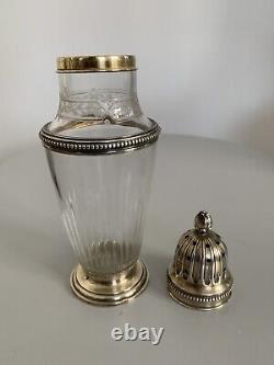 Old large solid silver and cut crystal powder dispenser 19th century