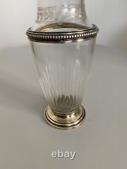 Old large solid silver and cut crystal powder dispenser 19th century