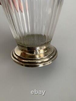 Old large solid silver and cut crystal powder dispenser 19th century