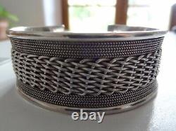 Old large woven solid silver art deco era bangle in its box
