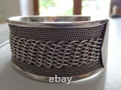 Old large woven solid silver art deco era bangle in its box