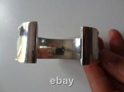 Old large woven solid silver art deco era bangle in its box
