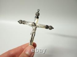 Old mother-of-pearl communion cross, solid silver, Christian religion, 19th-20th century