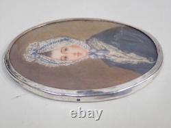 Old painted miniature in a solid silver frame / 19th century period Old painted miniature in a solid silver frame / 19th century period