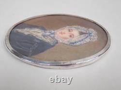 Old painted miniature in a solid silver frame / 19th century period Old painted miniature in a solid silver frame / 19th century period