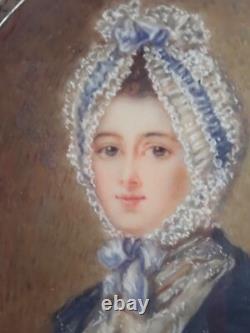 Old painted miniature in a solid silver frame / 19th century period Old painted miniature in a solid silver frame / 19th century period