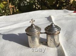Old silver chalice paten oil lamps holy religion