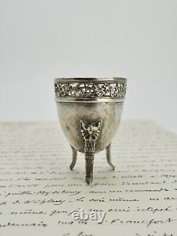 Old silver surname egg cup from the XIX century with hallmarks