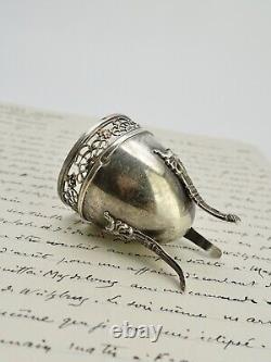 Old silver surname egg cup from the XIX century with hallmarks