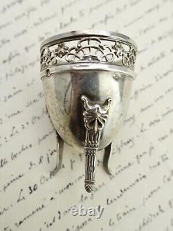 Old silver surname egg cup from the XIX century with hallmarks