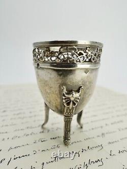 Old silver surname egg cup from the XIX century with hallmarks