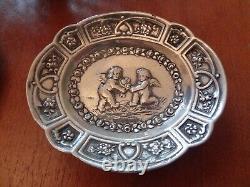 Old solid silver bowls angels cherubs goat