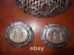 Old solid silver bowls angels cherubs goat