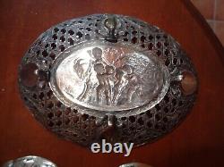 Old solid silver bowls angels cherubs goat