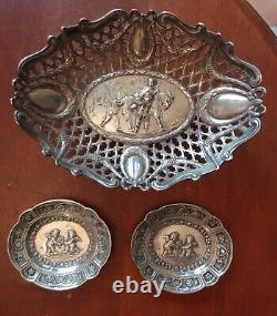 Old solid silver bowls angels cherubs goat