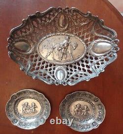 Old solid silver bowls angels cherubs goat